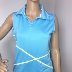 Slazenger Sleeveless Golf Shirt – Blue & White, Size Small